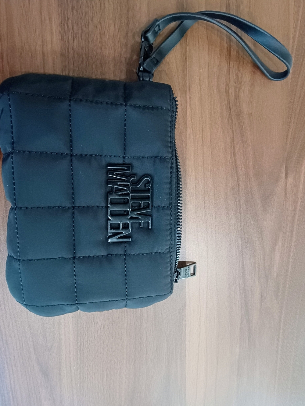 Steve Madden Black Quilted Wristlet Clutch
